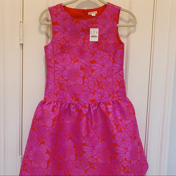 ❣️BNWT❣️GIRLS CREWCUTS/JCREW GIRLS PINK RED DROP WAIST FLORAL FANCY DRESS💕G12 - Picture 3 of 11